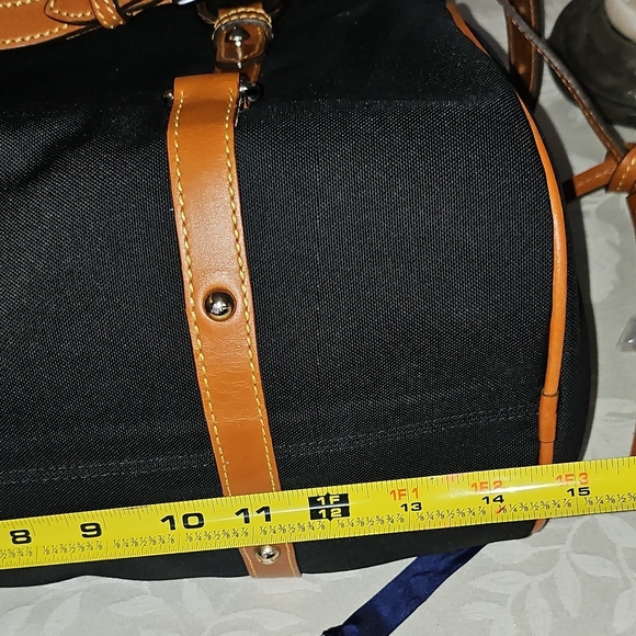 Dooney & Bourke Medium Black Canvas and Brown Leather Trim Satchel - Picture 9 of 13